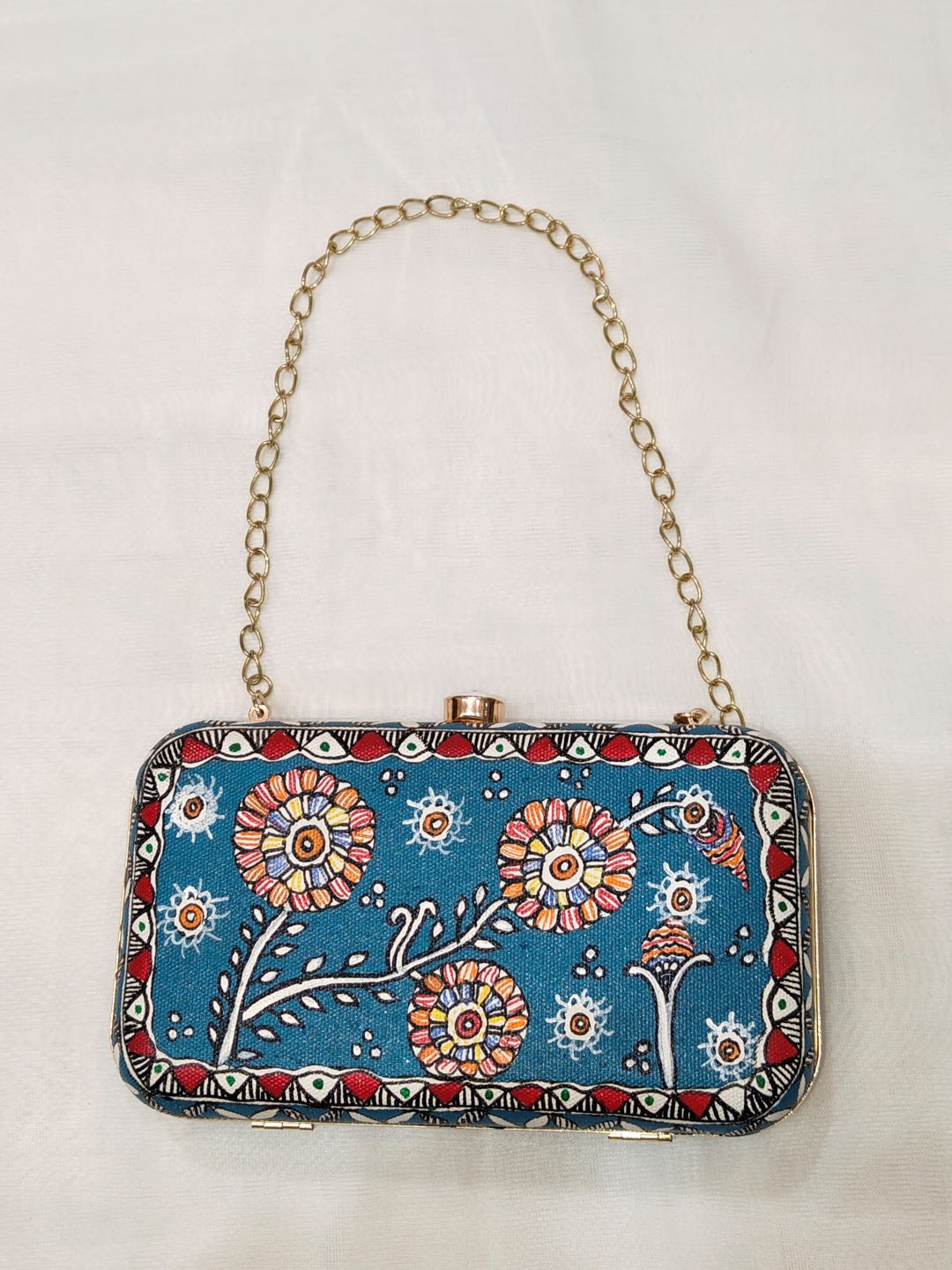 Handpainted Madhubani Clutch with Elephant Motif